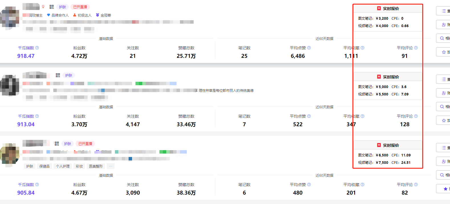 初级达人笔记报价